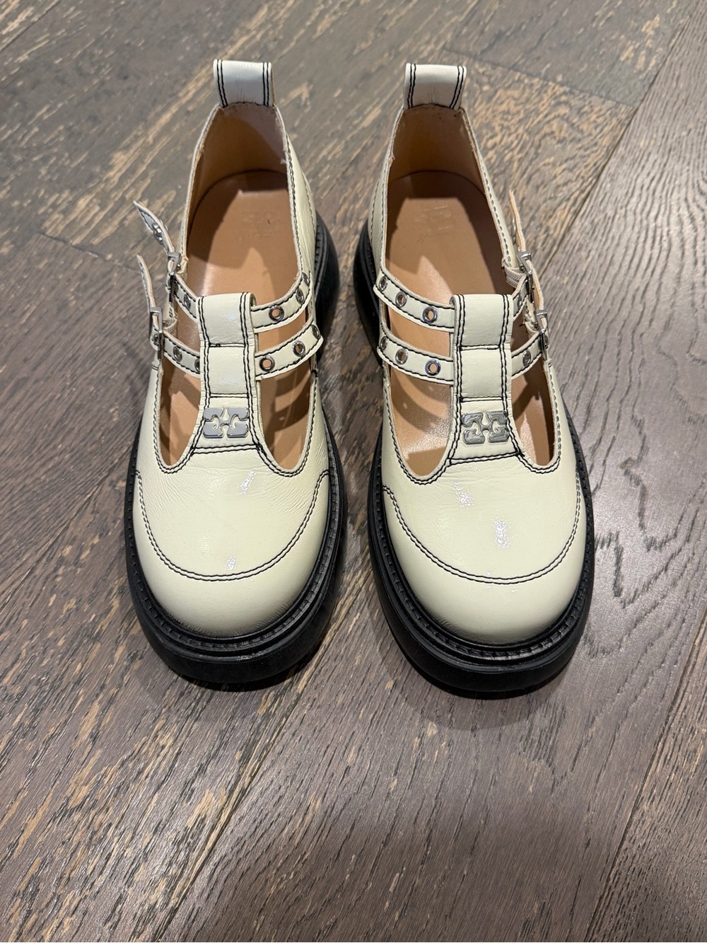 GANNI Off-White Mary Jane Loafers